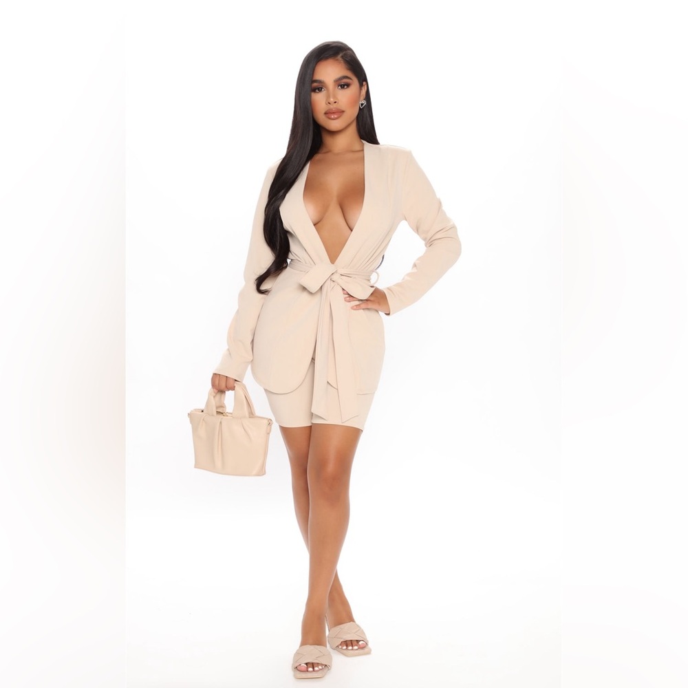 Workaholic Babe Short Set - Stone